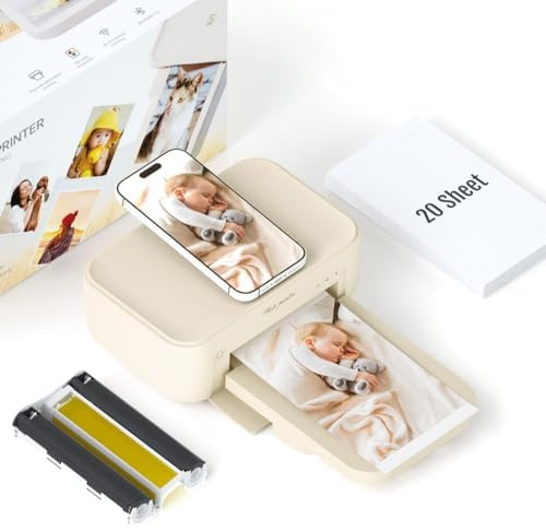 Fyearfly - Impresora fotográfica portátil, mini impresora portátil, mini impresora fotográfica para smartphone, impresora fotográfica portátil CP4100 para notas, imágenes, fotos (enchufe europeo)