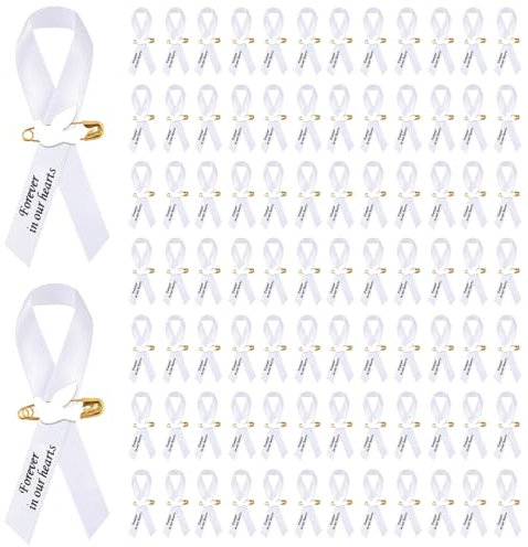 Lot de 100 épingles commémoratives en forme de colombe pour funérailles, service commémoratif, respect funéraire, broche classique de sensibilisation pour femmes, hommes, invités, deuil, souvenir,