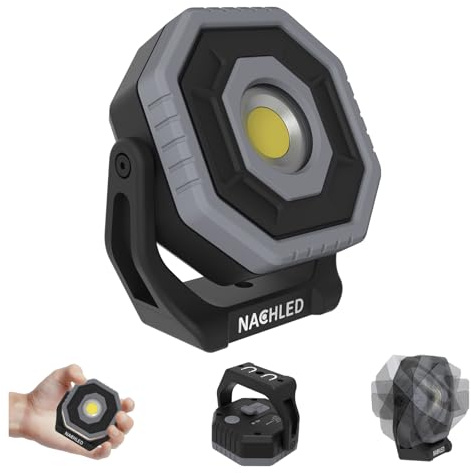 Work Light, 800lm Pocket Mechanic Light, Type-C Rechargeable 2600mAh, 360° Rotating Magnetic Stand, IP65, for Car Repair, DIY & Maintenance