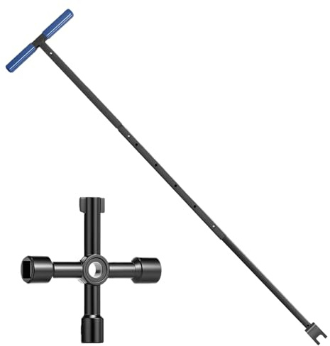 Llave de medidor de agua – Llave de válvula antideslizante en forma de T | Llave de paso universal, llave de paso de boca, llave de paso cuadrada triangular de 4 vías Keyyy para fontanería, riego