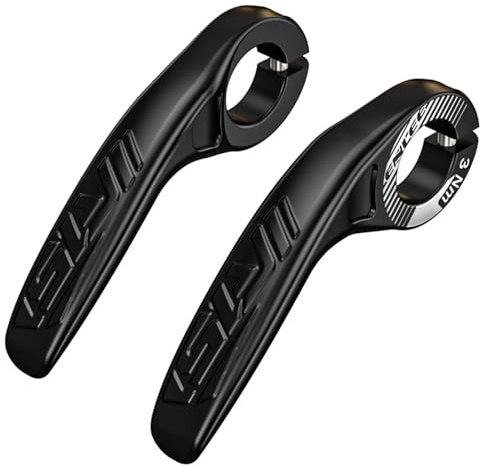 Helilyco Empuñaduras de fibra de carbono con extremos de vástago de aluminio para bicicletas de montaña y carretera, diseño ergonómico, ligero, compatible con manillar de 22,2 mm, color negro