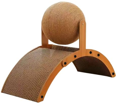 Bola rascadora vertical para gatos, afilador de garras duradero que no desprende pelusa, con base corrugada, juego interactivo para gatos y lugar de descanso cómodo, para uso en interiores y