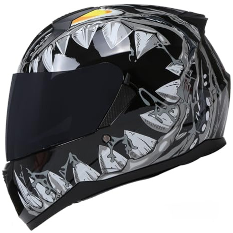 Caschi Moto Integrale Retrò Approvato DOTECE Casco Integrali Modulare Con Doppia Visiera Elmetto Integrato Per Adulti Uomini Donne Caschi Motocicleta Quattro Stagioni I,XL:61-62CM