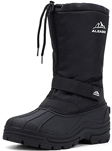 ALEADER Winter Boots for Men, Waterproof Snow Boots Hiking Shoes Black 12 D(M) US