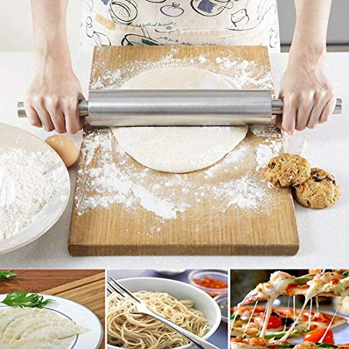 CTTPEG Mattarello in acciaio inox, rullo per pasta di pizza antiaderente per cuocere, biscotti, chapati, fondente, pasta, crosta di torta per pizza (opzione A)