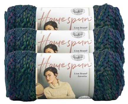Lion Brand Yarn (3 Pack) Homespun Bulky Yarn, Celestial Stripes