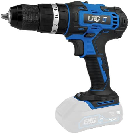 Trapano Avvitatore A Percussione - Linea Professionale a Batteria ONE4ALL - A Batteria Non Inclusa 40 Nm 2 Velocità Max 1500 rpm, Mandrino Autoserrante in metallo 13mm Solo Corpo Macchina - ENG PRO