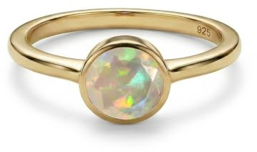 TJC Topaz Birthstone Ring for Women 925 Sterling Silver 18K Gold Vermeil, November Birthstone Solitaire Ring, Engagement Promise Ring Jewellery GiftRing Size N