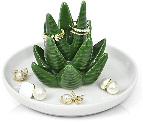NociHah Portaanelli a forma di cactus, in ceramica, per gioielli, gioielli, bracciali, orecchini, collane, regali di compleanno, casa, matrimonio