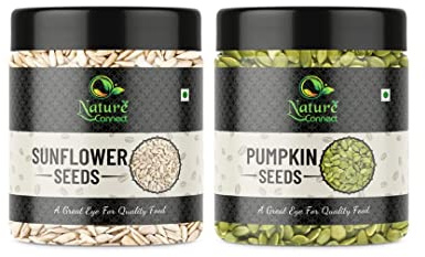 Nature Connect Combo Pack of 2 Raw Pumpkin, Sunflower Seeds for Eating 250 gm Each Total 500 gm_Packing May Vary