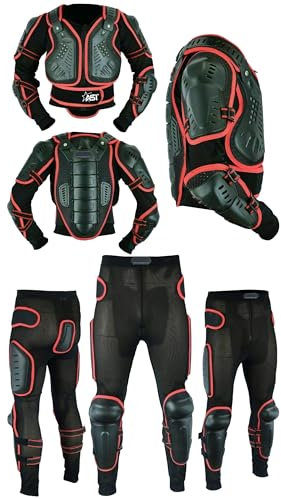 STAR AST Men’s Body Armour Full Spine Back Protection Motocross Protective Guard Jacket Wear & Protective Biker Hard Trouser Full Body Dirt Bike Quad Suit