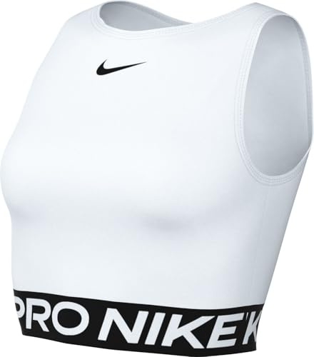 Nike Damen Pro Df 365 Crop Tank Shirt, White/Black, S EU