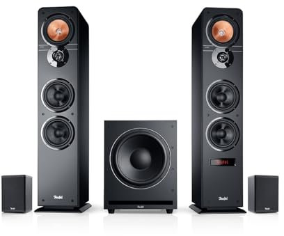 Teufel Ultima 40 Aktiv Surround Soundsystem - Aktiv Standlautsprecher mit Kabellosen aktives Rear-Speaker und mächtiger Subwoofer, Bluetooth aptX, Dolby Audio, HDMI ARC CEC - weiß (Schwarz)