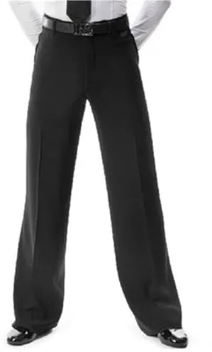 MZYFDC Pantalone Uomo per Danza Latino Pantaloni da Ballo Jazz/Latino da Uomo, Neri, da Uomo, for Sala da Ballo, Abbigliamento da Ballo for Prove/esibizioni(Black Belt Section,Waist 80CM)