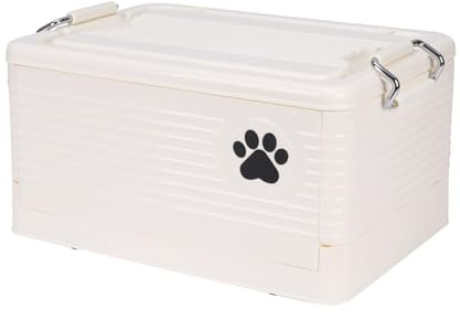 Dog Toy Basket Medium, Collapsible Pet Toy Organizer Box,Outdoor Dog Toy Bin,Waterproof Durable Plastic Bin for Toys, Leashes, and Accessories