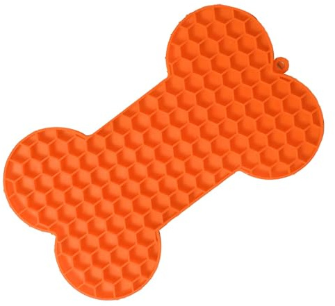 Generic Tappetino per Alimentazione Lenta per Animali Domestici, Tappetino da Leccare per Cani da Interno in Silicone Flessibile Facile da Pulire (ORANGE)