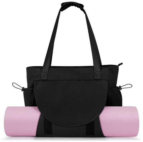 Tawd Yoga Mat Bag with Wet Pocket, 2-in-1 Yoga Mat Carrier & Everyday Tote Bag for Women Men, Large Gym Bag for Pilates Mat, Workout, Travel, Office, Lightweight Shoulder Bag