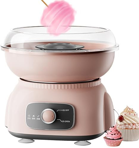 Macchina per zucchero filato da 500 W, macchina per zucchero filato professionale in edizione retrò con base antiscivolo, paraspruzzi, per feste di compleanno a casa, regalo di Natale pink