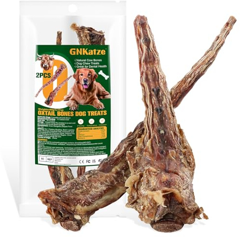 Os de Queue de Bœuf Naturels pour Chiens, Friandises Dentaires Longue Durée, sans Cuir Cru, Digestible, Ingredient Unique, Bœuf Nourri à l’Herbe – 2 Pièces