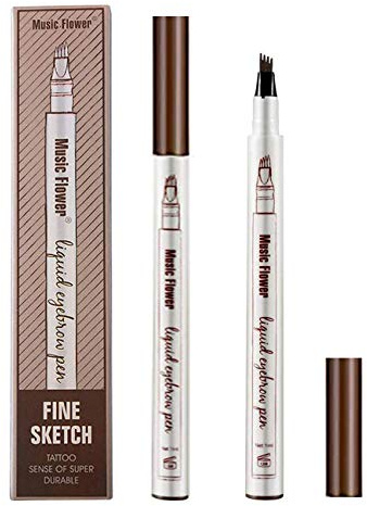 Tattoo Eyebrow Pen con Cuatro 4 Puntas Duraderas Brow Gel Para Maquillaje de Ojos- Lapiz de Cejas Waterproof
