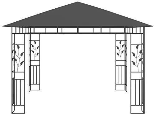 Tidyard utomhuspaviljong pergola-paviljong av stål med mjukt skydd och myggnät, för grill, däck, strand, veranda, trädgård eller parasoll, antracit
