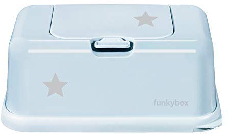 Aufbewahrungsbox für Feuchttücher, schönes Design & perfekte Funktion, unisex, langhaltende Frische und einfache Bedienung (Groß, Hellblau - Stern)