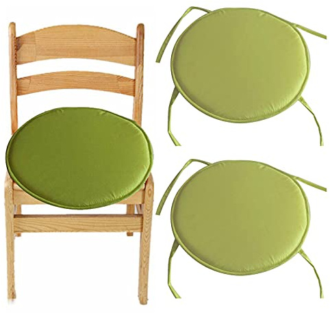 Eme-rald 2 Pack Indoor/Outdoor Chair Pads Round Seat Cushions with Ties Garden Patio Home Cushions Soft Round Chair Pillow atio Furniture Garden Dining Picnic Chair Cushion (Green)