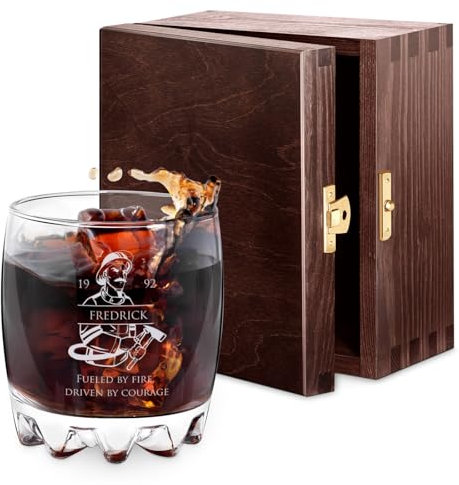 Maverton Universal Whiskey Glass - Personalised Tumbler for Whiskey, Bourbon and Scotch - Drinking Glass Cup - Personalised Whisky Gift for Men - Gift idea - Firefighter