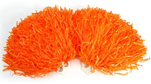 Niiyen Pompones de porristas, Pompones de porristas metálicos para niños, 8 Colores, 2 Pompones de Animadora de Moda, Accesorios de Baile para Fiestas Deportivas(Naranja)
