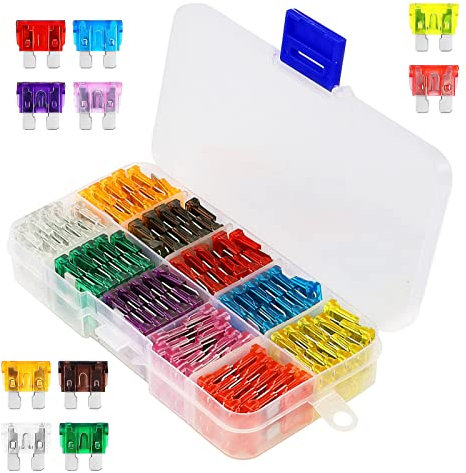 LOCOPOW 100 Stück Flachsicherungen Gemischtes Set 5A 7,5A 10A 15A 20A 25A 25A 30A 35A 40A 50A Ersatzsicherungen für Motorräder Autos Boote LKWs SUVs ATVs UTVs