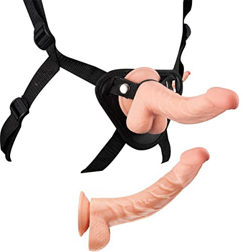 Strap on strap-on dildo per uomini, donne bondage sex toy lesbiche dildo anale SM masturbatore con imbracatura regolabile plug anale rimovibile per donne uomini e coppie (lunghezza: 24 cm)
