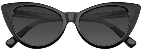Boolavard Cateye Sonnenbrille für Damen, klassisches Vintage Retro Design mit hoher Spitze und Flügeln (Cat Eye – Schwarz Getönte Linse)