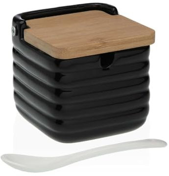 Versa Sucrier noir céramique bambou dolomite 8,3 x 8,3 x 8,3 cm