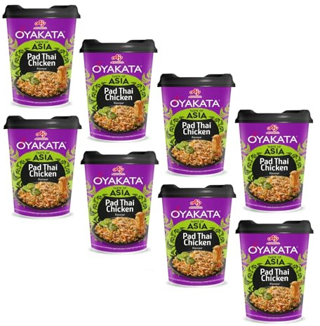 Oyakata® | Instant-Topf mit Soße und Nudeln | Instant-Nudeln mit Thai-Hähnchen-Geschmack – 8 x 93 g | Japanische Hühnerspaghetti