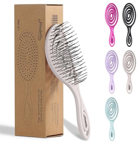 Ninabella Mini Haarbürste ohne Ziepen - Bürste für Reisen - Entwirrbürste für trockenes und nasses Haar - Detangler Bürste - Hair Brush - Cream