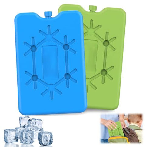 2 Stück Groß Kühlakkus, Kühlakkus für Kühltasche,Wiederverwendbare Flache kuehlakku,Langanhaltende Kühlung für Frische und Kühle von Lebensmitteln in Lunchboxen und Muttermilchbeuteln（Blau, Grün)