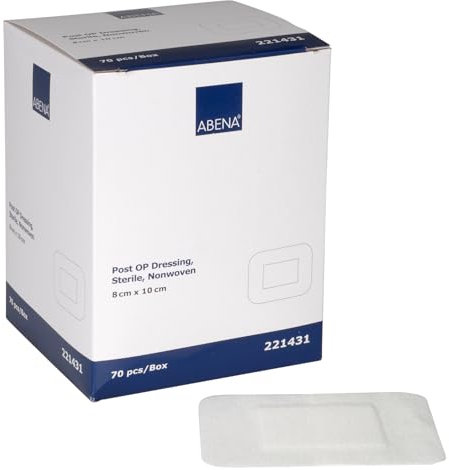ABENA Plasters for Wounds |70 in A Pack| 8x10cm Wound Dressings. Adhesive Dressings for Wounds. ABENA Plaster Strips are Suitable to Be Used As Blister Pads and Plaster Bandages