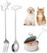 SwirlColor Pet Food Spoon Fork Set, 2 Pcs Cute Stainless Steel Cat Fork and Fish Spoon Creative Dog Cat Feeding Spoon Fork for Wet Food