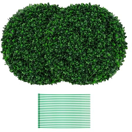 COSTWAY Juego de 2 Bolas de Topiario Artificial de 52 cm, Esfera Redonda de Planta Falsa con 20 Bridas, Resistente al Sol, Decoración de Bolas para Jardín, Fiesta y Bodas, Interiores y Exteriores