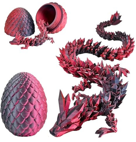 Œuf de dragon imprimé 3D avec figurine de dragon de 22 cm – Kit de décoration mystique pour bureau, nid de Pâques et bureau à domicile (mini décoration, matériau PLA, sans BPA)