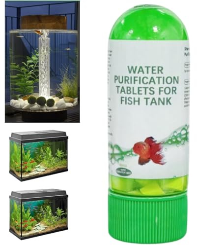 Powerful Water Pur-Ification Tablets,Algae Remover Fish Tank,Aquarium Water Pur-Ification Tablets,Fis-h Tank W-Ater Cleaner,Non-Irritating,Fish-Friendly,Remove All Kinds Of Turbidity From Aquarium