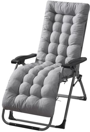 Mateju Cojín para Tumbona de Jardín 53x170x8cm, Suave Cómodo Cojín Reclinable Colchoneta para Tumbonas, Ideal para Exterior Sillas Balcón Playa Terraza (Gris,53x170x8cm)