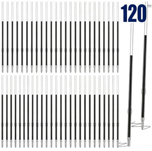 120 Pièces Recharges de StyloRétractables, Recharge Stylo Bille Séchage | Cartouche Stylo Bille Aucune Fuite D'encre, Recharges pour Stylos Pour Écriture Fluide l'école le Bureau 1,0MM Azul y negro