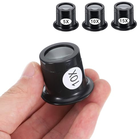 Lupa de relojero de 3 unidades, 5 x 10 x 15 x lupa monocular, monocular, lupa de joyero, lupa de mano portátil, lupa de joyería, lupa de grabado, ocular de relojero para leer periódicos, reparación de