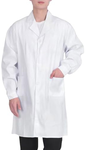 SKFLABOOF Blouse De Chimie Blouse Blanche Chimie Lycee De Travail Homme Physique Infirmière Collège Cosplay Coton College Médecin