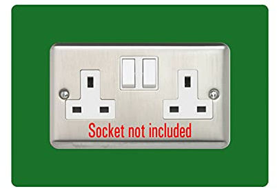 Double Socket Surround, Square Acrylic Back Panel Finger Plate, Decorative Frame for Neat and Tidy Finish, Colour:Dark Green