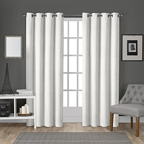 Exclusive Home Curtains Velvet Heavyweight Light Filtering Grommet Top Curtain Panel Pair, 54x96, Winter White
