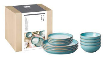 Denby Azure Coupe Tableware Set, Ceramic, Aqua, 30.5 x 36 x 24.5 cm