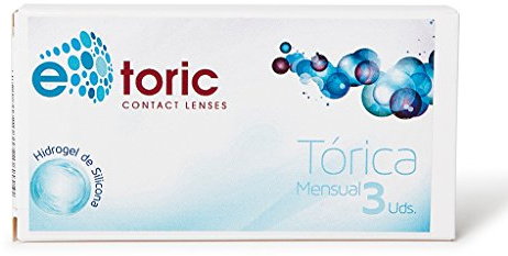 E-Toric silicona- Lente de contacto toricas mensual - Potencia esférica:-1.00,Radio de curva base:8.50,Diameter:14.20,Cilindro:-3.50,Eje:50.00,PPU Count:6 - Pack de 6 uds