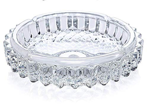 Cendrier de table en verre lourd pour cigares et cigarettes en cristal, cendrier rond, cendrier en verre